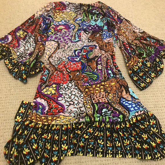 Vintage Betsey Johnson Colorful Bambi Mini icon Runway Dress Size 2 small - Picture 6 of 13